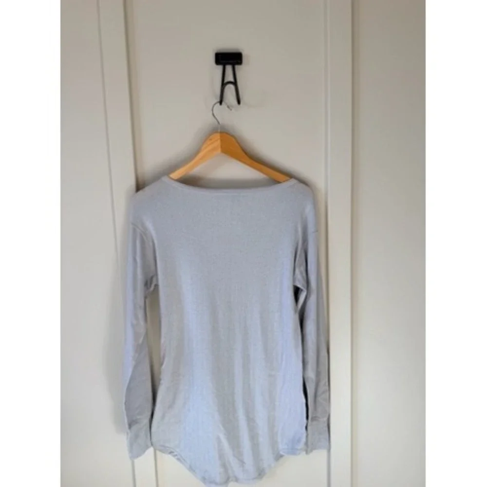 Free People Moonstruck Thermal Henley Top Grey Lavender Long Sleeve XS